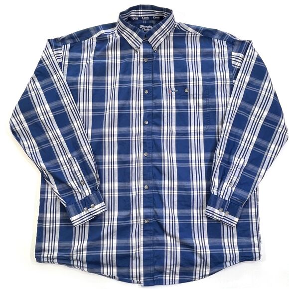 Wrangler XXL Blue Plaid Button-Down Shirt - Picture 1 of 4